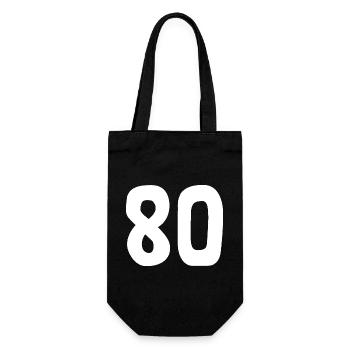80. 80 JAHRE. 80-JÄHRIGES JUBILÄUM. 80. GEBURTSTAG. - Geschenkbeutel für Flaschen - Schwarz - Vorne