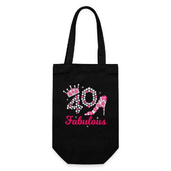 Fabulous 40 Queen 40.Geburtstag Königin Vierzig - Geschenkbeutel für Flaschen - Schwarz - Vorne
