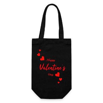 Happy Valentine - Geschenkbeutel für Flaschen - Schwarz - Vorne
