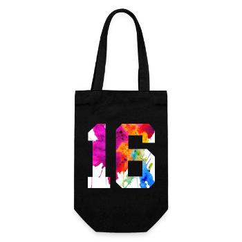 NUMBER 16 YEARS OLD 16TH BIRTHDAY - Gift Bag for Bottles - black - Front