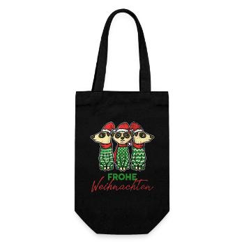 Wackere Erdmännchen Weihnachtsmann - Geschenkbeutel für Flaschen - Schwarz - Vorne