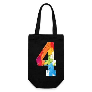 FARBIG NUMMER 4 BUNT 4. GEBURTSTAG - Geschenkbeutel für Flaschen - Schwarz - Vorne