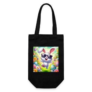 Fröhlicher Osterhase - Geschenkbeutel für Flaschen - Schwarz - Vorne