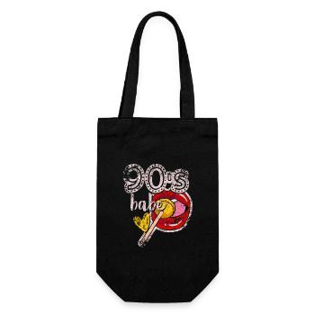 90's Babe 90er Kostüm - Geschenkbeutel für Flaschen - Schwarz - Vorne