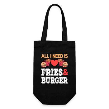 All I need is Fries & Burger Junk Food Pommes - Geschenkbeutel für Flaschen - Schwarz - Vorne