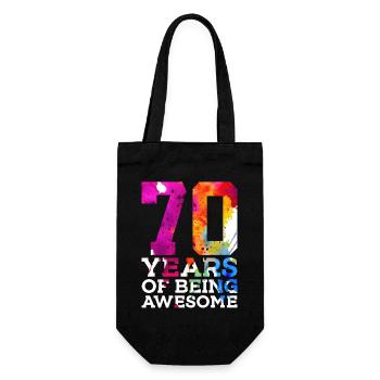 70 YEARS OF BEING AWESOME 70. GEBURTSTAG - Geschenkbeutel für Flaschen - Schwarz - Vorne