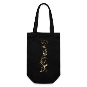 Blumenranke - Geschenkbeutel für Flaschen - Schwarz - Vorne