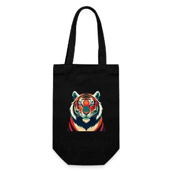 Tiger Cartoon Figur Buntes Haustier Tier - Geschenkbeutel für Flaschen - Schwarz - Vorne