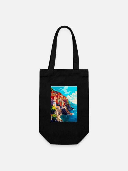 Cinque Terre Italie Affiche de voyage vintage Souvenir - Sac à bouteille - noir