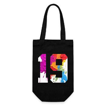 COLORED NUMBER 19 COLORFUL 19TH BIRTHDAY - Gift Bag for Bottles - black - Front