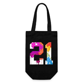 COLORED NUMBER 21 COLORFUL 21ST BIRTHDAY - Gift Bag for Bottles - black - Front