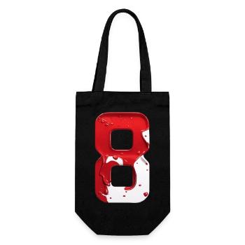NR. 8 NUMMER 8 ROT WEIß 8. GEBURTSTAG - Geschenkbeutel für Flaschen - Schwarz - Vorne