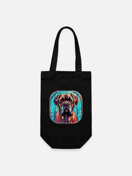 Bunte englische Mastiff Hunderasse Aquarell Glas - Geschenkbeutel für Flaschen - Schwarz
