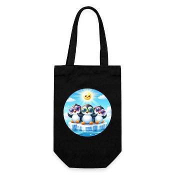 Lustige Pinguine 2 - Geschenkbeutel für Flaschen - Schwarz - Vorne