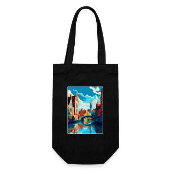 Bruges Belgique Affiche de voyage vintage Souvenir WPA - Sac à bouteille - noir - Devant
