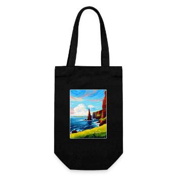 Duncansby Stacks Schottland UK Vintage Reiseposter - Geschenkbeutel für Flaschen - Schwarz - Vorne