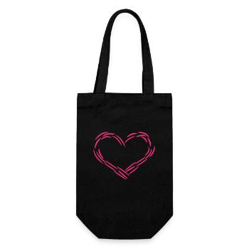 Herz Design Linie Symbol Liebe Rosa Geschenk - Geschenkbeutel für Flaschen - Schwarz - Vorne