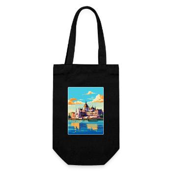Budapest Ungarn Vintage Reiseplakat Souvenir - Geschenkbeutel für Flaschen - Schwarz - Vorne