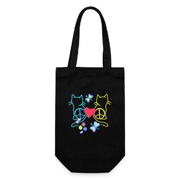 Retro Hippie Cats Peace Cat Vintage Hippies - Gift Bag for Bottles - black - Front