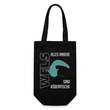 Wels angeln Waller fischen Sportfischen auf Wels - Geschenkbeutel für Flaschen - Schwarz - Vorne