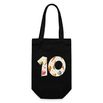 EISCREME NUMMER 10 JAHRE EIS 10. GEBURTSTAG - Geschenkbeutel für Flaschen - Schwarz - Vorne