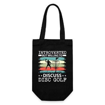 Introvertiert, aber bereit, über Disc Golf zu disk - Geschenkbeutel für Flaschen - Schwarz - Vorne