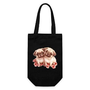 Mops - Geschenkbeutel für Flaschen - Schwarz - Vorne