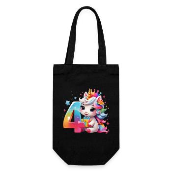 NUMMER 4 JAHRE EINHORN 4. GEBURTSTAG - Geschenkbeutel für Flaschen - Schwarz - Vorne