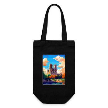 Notre Dame France Vintage Travel Poster Souvenir - Gift Bag for Bottles - black - Front