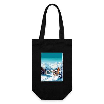 Val Thorens Frankreich Vintage Reiseplakat Souvenir - Geschenkbeutel für Flaschen - Schwarz - Vorne