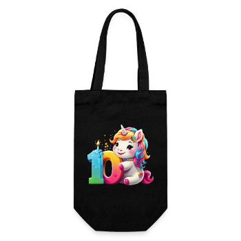 NUMMER 10 JAHRE EINHORN 10. GEBURTSTAG - Geschenkbeutel für Flaschen - Schwarz - Vorne