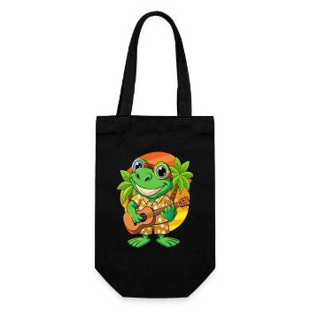 Lustiger Frosch Cartoon Sommer Strand Sonnenbrille Gitarre - Geschenkbeutel für Flaschen - Schwarz - Vorne