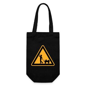 Father's Day warning sign - Gift Bag for Bottles - black - Front