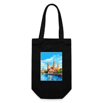Saragosse Espagne Affiche de voyage vintage Souvenir WPA - Sac à bouteille - noir - Devant