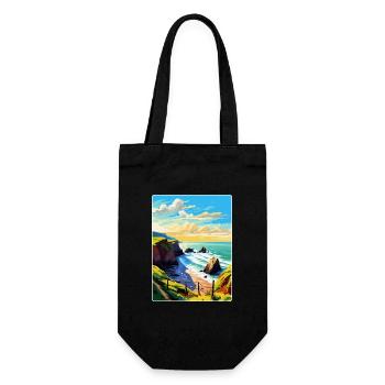 Hartland Quay Devon Vintage Travel Poster Souvenir - Gift Bag for Bottles - black - Front