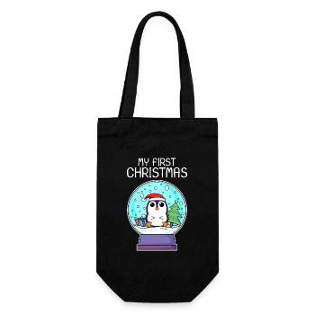 My first Christmas Baby Pinguin Weihnachten - Geschenkbeutel für Flaschen - Schwarz - Vorne