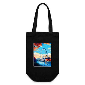 London Eye Angleterre Royaume-Uni Affiche de voyage vintage WPA - Sac à bouteille - noir - Devant