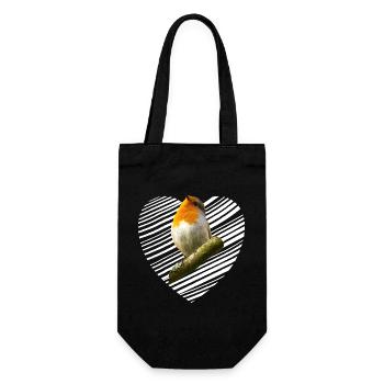 Rotkehlchen Singvogel - Geschenkbeutel für Flaschen - Schwarz - Vorne