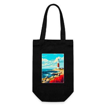 Portland Bill England Uk Travel Poster Souvenir - Gift Bag for Bottles - black - Front