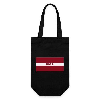 Riga Stadt in lettischer Flagge - Geschenkbeutel für Flaschen - Schwarz - Vorne