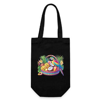 Fruit basket with parrot - Gift Bag for Bottles - black - Front