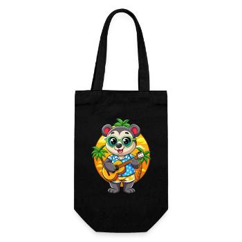 Funny Panda Cartoon Summer Beach Sunglasses Guitar - Gift Bag for Bottles - black - Front