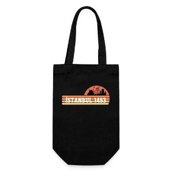 Skyline von Istanbul in einem Retro Design - Geschenkbeutel für Flaschen - Schwarz - Vorne