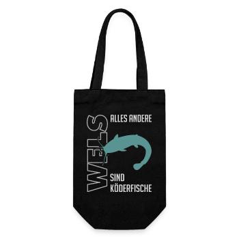Wels angeln Waller fischen Sportfischen auf Wels - Geschenkbeutel für Flaschen - Schwarz - Vorne