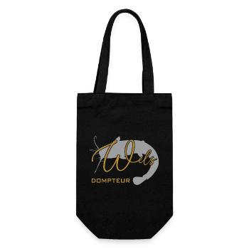 Welsdompteur Welsflüsterer Welsangler - Geschenkbeutel für Flaschen - Schwarz - Vorne