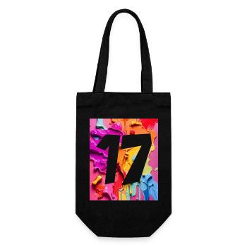 NR. 17 NUMMER 17 BUNT 17. GEBURTSTAG - Geschenkbeutel für Flaschen - Schwarz - Vorne