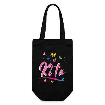Kindergarten, Kita, Schmetterlinge - Geschenkbeutel für Flaschen - Schwarz - Vorne