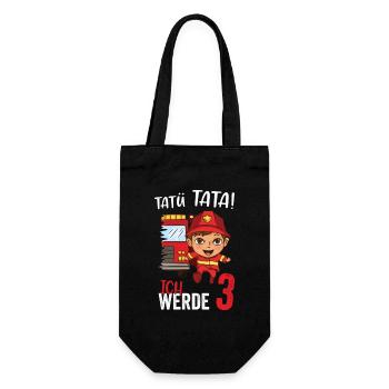 Tatü tata ich werde 3 Jahre Alt Feuerwehr - Geschenkbeutel für Flaschen - Schwarz - Vorne
