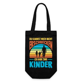 Papa 2 Kinder Geschenk Spruch Vater Geburtstag - Geschenkbeutel für Flaschen - Schwarz - Vorne