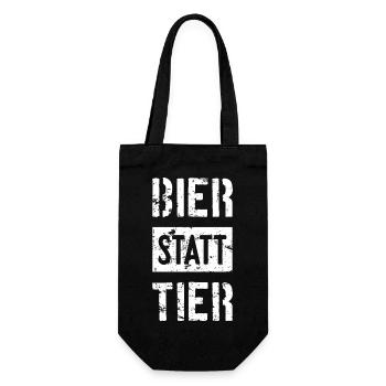 BIER STATT TIER - Geschenkbeutel für Flaschen - Schwarz - Vorne